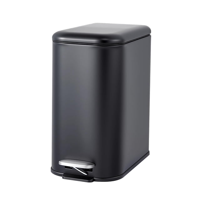 Garvee bote de basura de 12 L de acero inoxidable con tapa de cierre suave, cubeta interior removible, pedal resistente y asa portátil para cocina, baño u oficina