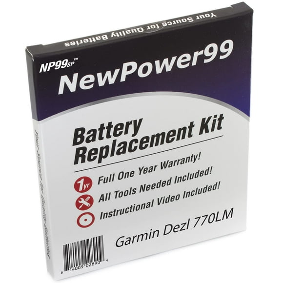 NP99sp NewPower99 Kit de Remplacement de Batterie pour Garmin Dezl 770LM avec Instructions Vidéo, Outils et Batterie Longue Durée
