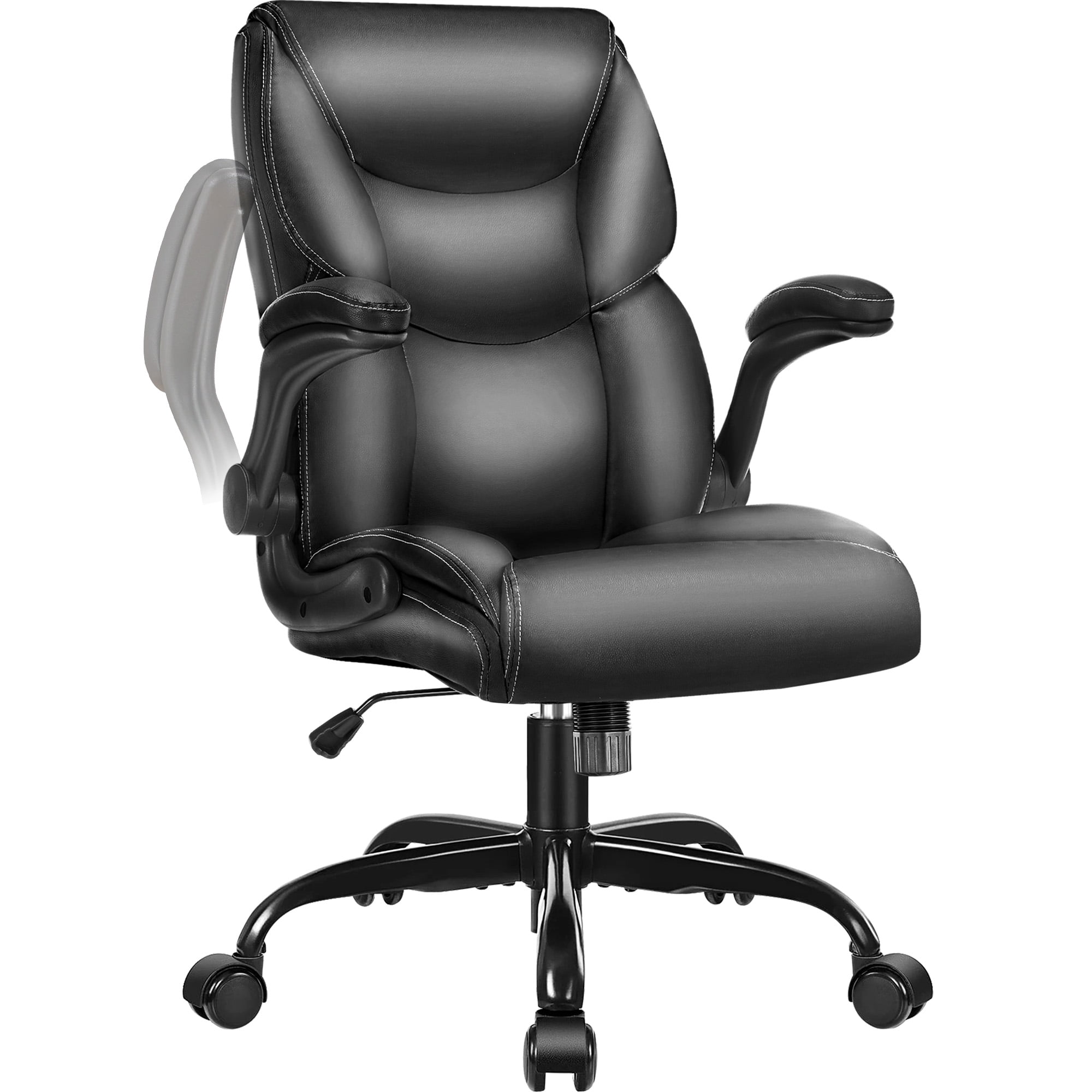 JONPONY Leather Office Chair, Big and Tall Office Chair 400LBS Wide Seat Ergonomic Computer Desk Chair High Back Executive Leather Chair Adjustable Task Chair, Black