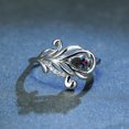 thumbnail image 2 of Peacock Tail Ring Inlaid Teardrop Cut Rainbow Zircon Elegant Promise Finger Ring, 2 of 5