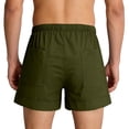 thumbnail image 5 of Mens Cotton Linen Shorts Stretch Summer Beach Shorts with Pockets Elastic Waist Short Pants, 5 of 8