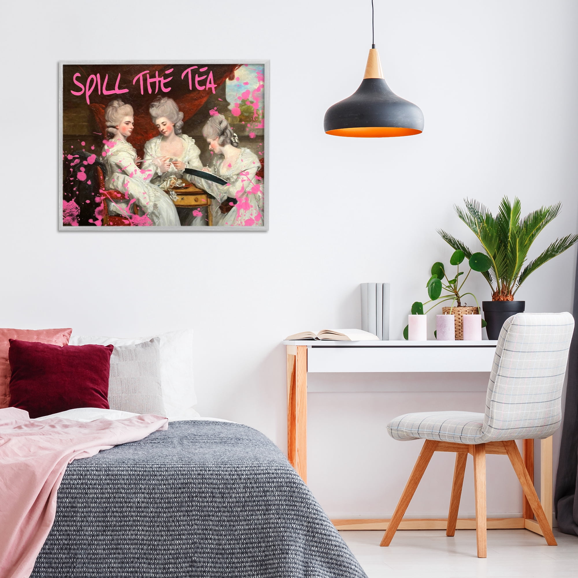 Stupell Industries Spill The Tea Iconic Ladies Gray Framed Giclee Art, design by Grotto Studios
