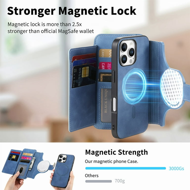 2 in 1 Wallet Case for Apple iPhone 16 Pro Max, Detachable