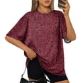 thumbnail image 2 of Leopard Print Shirts For Women Crew Neck Short Sleeve Oversized Tshirts Womens Casual Athletic Loose Fit Trendy Tee For Workout & Daily Wear, 2 of 4