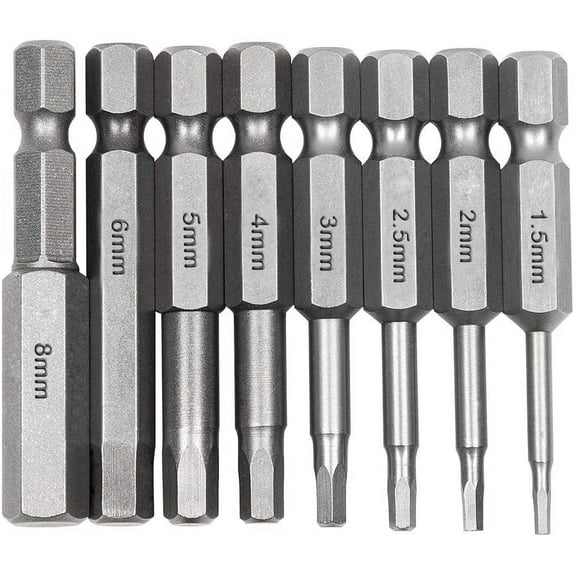 BUZIFU 8 PCS Hex Shank Magnetic Screwdriver Bits, Inner Hexagon Bits Set 50mm 1/4 Inch Hex Screwdriver Bits Set for ElectricManual Screwdrivers