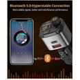 thumbnail image 4 of Transmisor FM Bluetooth para coche, adaptador de radio FM inalámbrico Bluetooth 5.0, puerto de carga PD3.0 QC3.0, reproductor de música, transmisor FM, llamadas manos libres, 4 of 5