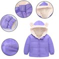 thumbnail image 3 of LYMAYTER Winter Kids Girls Cotton Jacket Baby Hooded Warm Jacket Toddler Solid Color Thickened Outerwear for 1-8 Years, 3 of 9