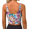 Bixox Women's Watercolor Owl Pattern Fitness Navel Tank Top UBack Yoga