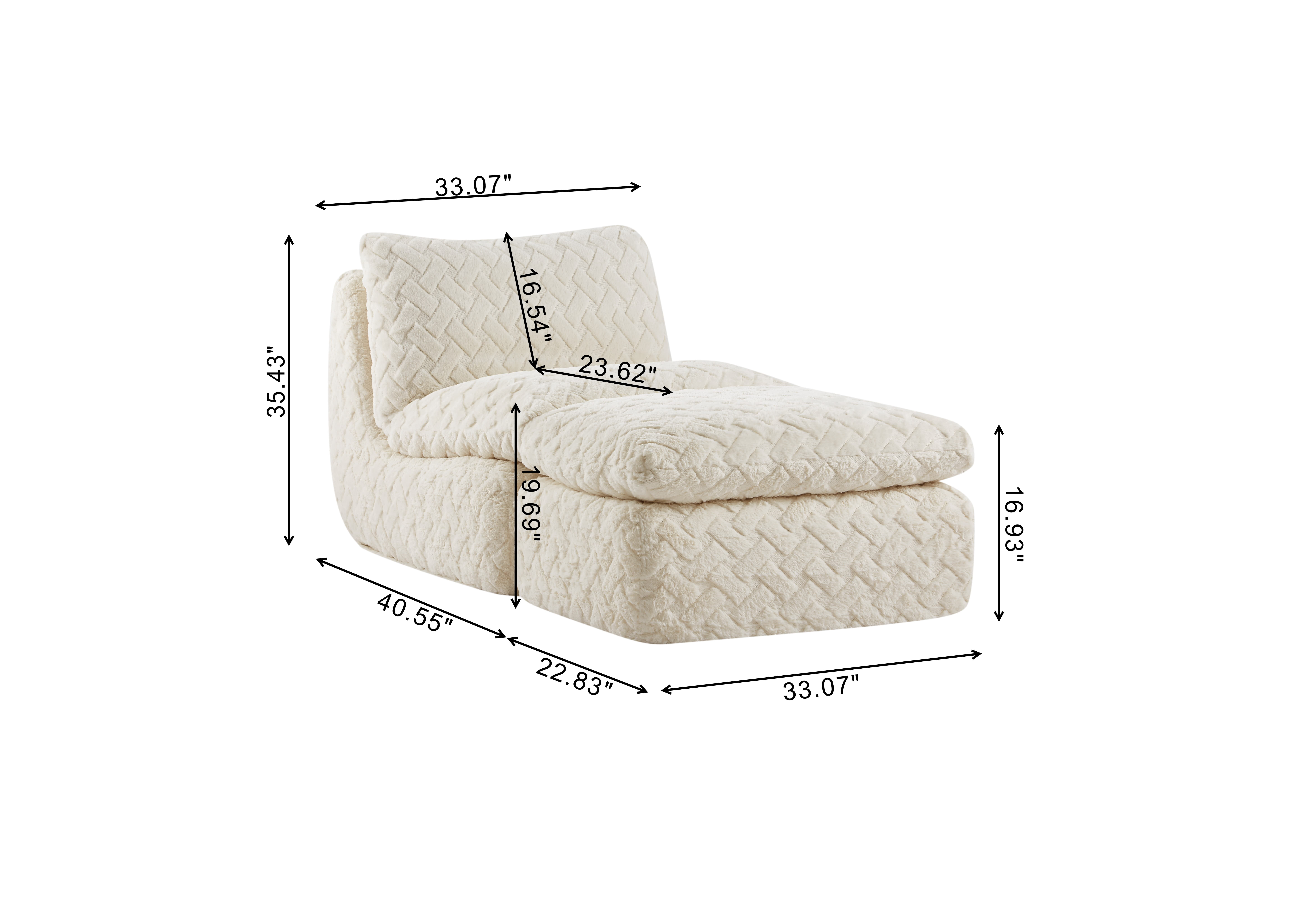 MAYEERTY Modern Full Compression Corduroy Swivel Sofa Chair with Ottoman for Living Room, 33*41*35"White