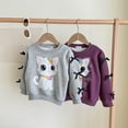 thumbnail image 4 of Byoo Toddler Girls Sweatshirt Cute Cartoon Cat Print Crew Neck Pullover Top Casual Sweater, 4 of 9