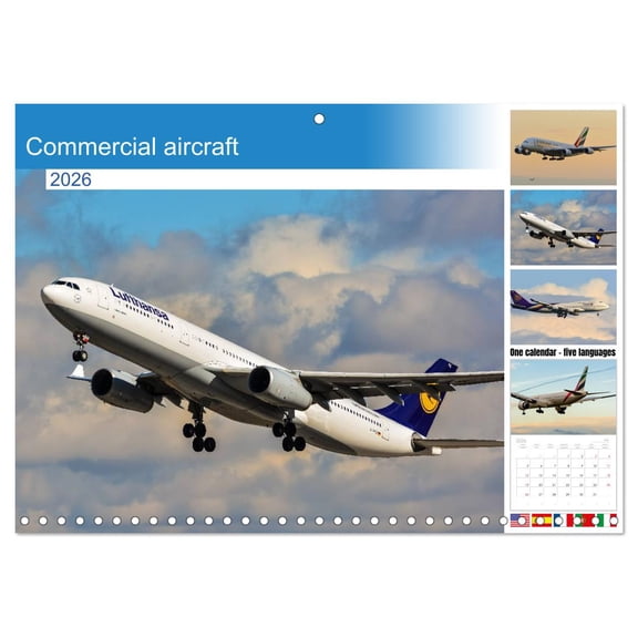 Commercial aircraft (Monthly Wall Calendar 2026 16.5 x 23.4 (open)), CALVENDO 14 Month Calendar