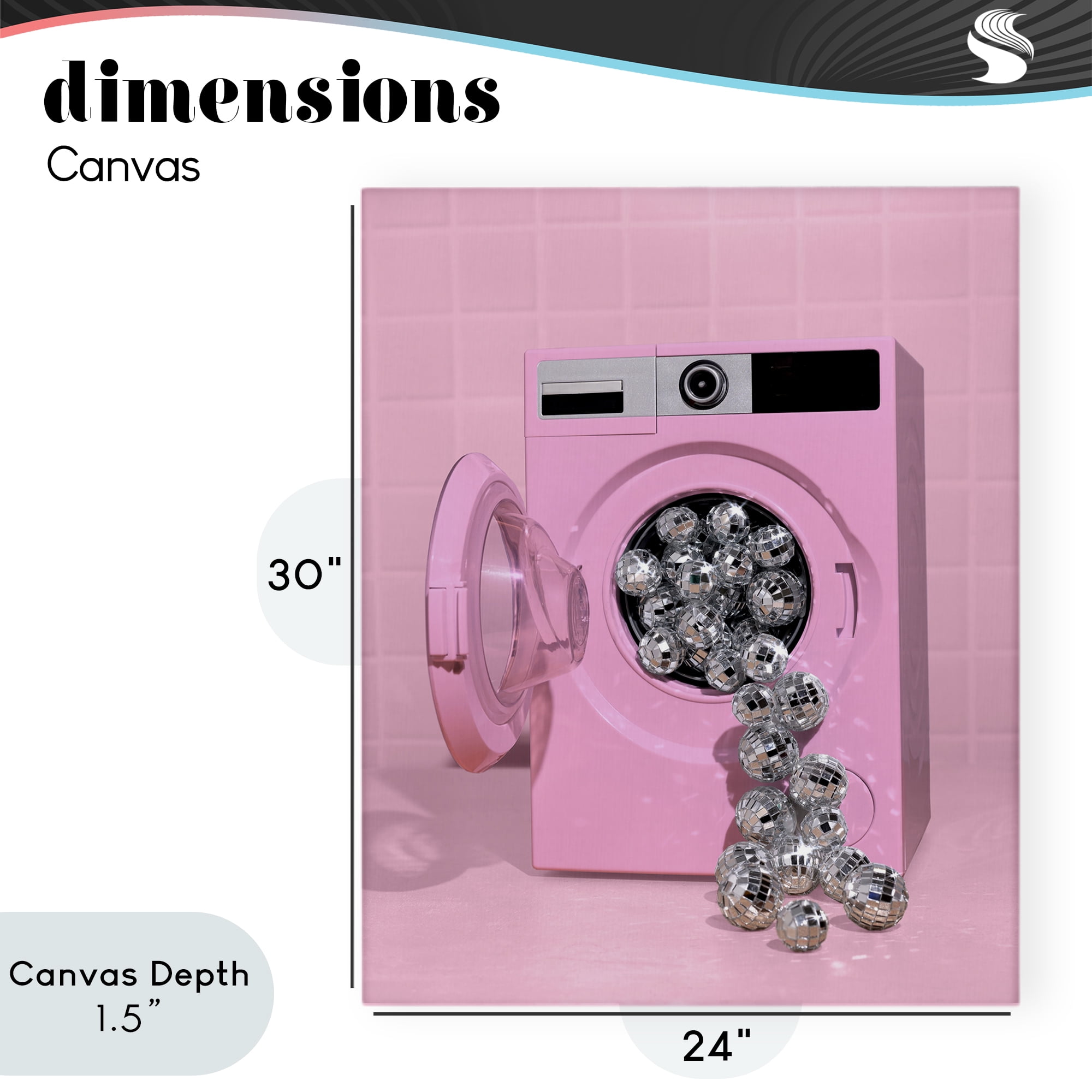 Stupell Industries Disco Laundry Machine over Pink Canvas Wall Art, design by LISH Creative