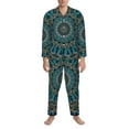 thumbnail image 3 of Salouo Mandala Print Button-Front Long Sleeve Pajama Set for Men, Soft 2Pjs Men's Long Sleeve Sleepwear-Small, 3 of 7