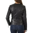 thumbnail image 3 of Women's Genuine Lambskin Leather Jacket Motorcycle Black Slim fit Biker Jacket W126, 3 of 4