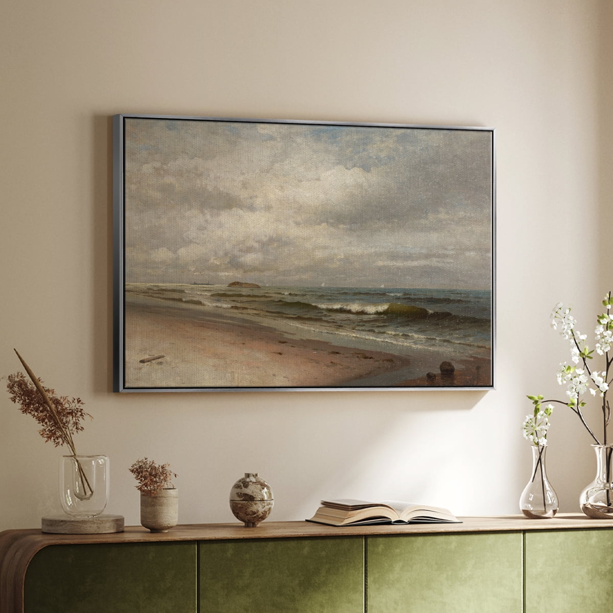 Vintage Landscape-MV By Wexford Home Framed in Silver Wood Gallery Wrapped Canvas 27 in. x 41 in.