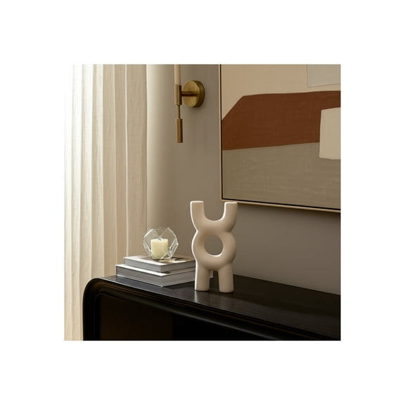 Decorative Object Ceramic Ceramic Sculptural Modern Glam Design Home Office Bedroom Living Room Decor - 15" Ivory & Tan
