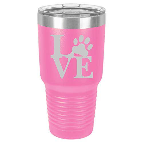 Tumbler Stainless Steel Vacuum Insulated Travel Mug Love Paw Print Hot Pink 30 Oz Walmart Com Walmart Com
