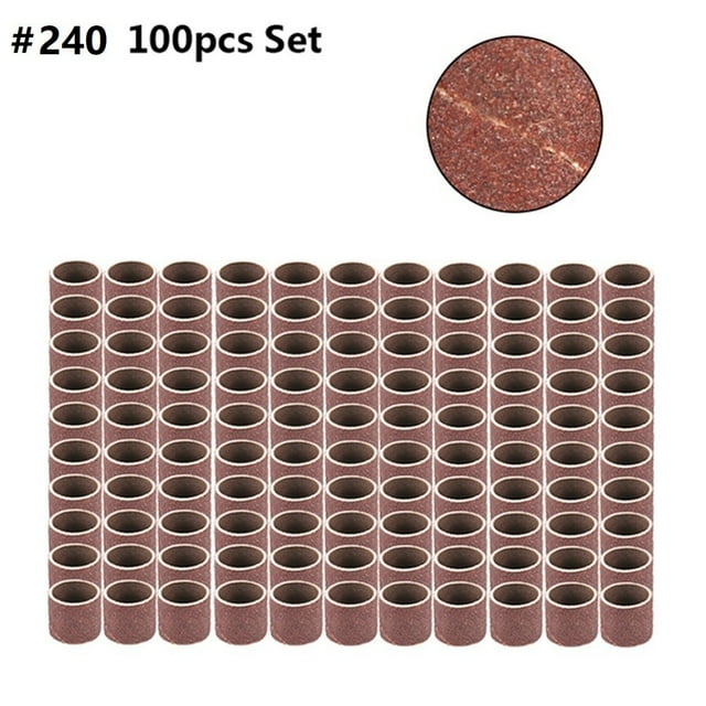 MYG 100pcs Sanding Drum Set 80/180/240Grit 12.7mm Sanding Bands Sleeves Rotary Tools