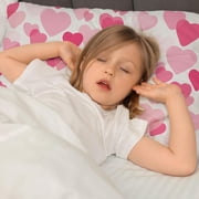 Youth Pillow 16x22 with Hypoallergenic Cotton Pillow case - High Quality Youth Pillows for Sleeping Age 5-10 (Hearts Pink)