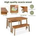 thumbnail image 5 of Tcbosik 3-Piece Outdoor Furniture Set, 49.7" Dining Table & 2 Benches, Picnic Beer Table Set, Bistro Set for Patio, Garden, Backyard, Natural, 5 of 7