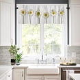 thumbnail image 3 of Windows Valances Curtain Daisy Floral Kitchen Valances Rod Pocket Short Curtain Panels Spring Flower Wood Grain Retro Window Treatment Topper Curtains for Living Bedroom Garden 54x18'''', 3 of 5