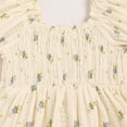thumbnail image 5 of ZEHJUHAN Infant Girls Smocked Bubble Romper Dress Short Puff Sleeves with Matching Headband White and blue floral，12-18M, 5 of 7