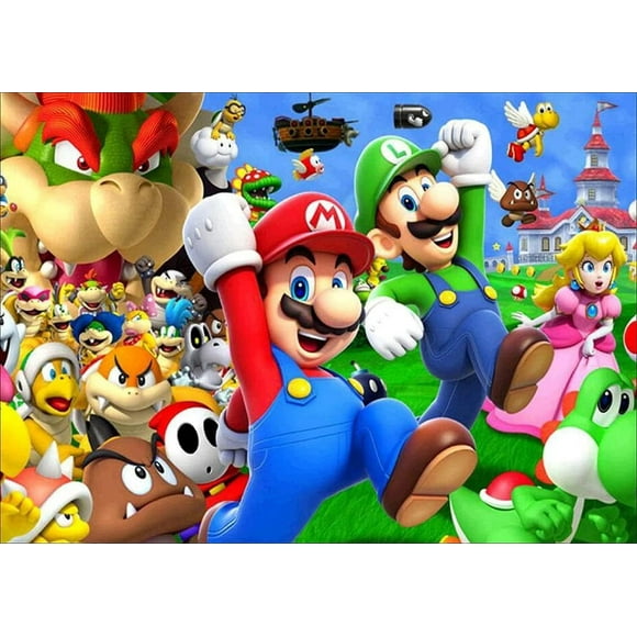 5D Diamond Painting Kits for Adults Diamond Art Mario Diamond Painting Full Drill Embroidery Kits for Home Wall Decor 11.8x15.7 inch