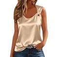 thumbnail image 3 of AKOEE Satin Tank Tops for Women with Metal O-ring Sleeveless Soft Dressy Casual V Neck Summer Blouses (2XL, Beige), 3 of 7