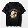 thumbnail image 2 of Womens Graphic Tees Short Sleeve T Shirts | Loose Casual Tops for Teen Girls, Vintage Leopard Daisy Wild Love Floral Graphic T-shirts, 2 of 5