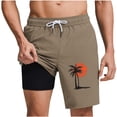 thumbnail image 6 of Fnnxeal Mens Swim Trunks Quick Dry, Beach Shorts with Liner & Pocket, Coffee Brown Board Shorts, Tropical Palm Tree Print Swimwear,Size 2XL, 6 of 6