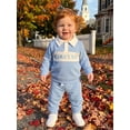 thumbnail image 5 of BemeyourBBs Toddler Baby Boy Mama's Boy Outfit Cute Infant Baby Boys Spring Falll Winter Clothes Clollar Button Long Sleeve Daddy's Buddy Letter Embroidery Sweatshirt Top Pocket Jogger  Pants Set, 5 of 8