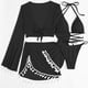 thumbnail image 1 of Traje de baño para mujer, traje de baño de cuatro piezas, bikini liso con vendaje, push-up, acolchado, traje de baño, conjunto de ropa de playa, trajes de baño para mujer, 1 of 5