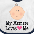 thumbnail image 4 of Inktastic Me Memere Loves Me Grandchild Girls Baby Bib, 4 of 4