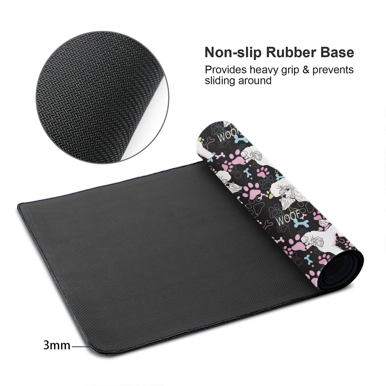 Kdxio Cute Poodle Dog Print Large Gaming Mouse Pad,Non-Slip Base,Water Resist Keyboard Pad for Gamer,Office & Home,29.5 x 15.8 in