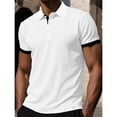 thumbnail image 2 of LTTVQM Mens Polo Shirts Short Sleeve 2026 Summer Casual Golf Shirts Collared Textured Slim Fit Button Men's Polo T Shirts White 2XL, 2 of 5