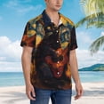 thumbnail image 2 of KLL Men's Hawaiian Shirt Short Sleeve Button Down Beach Shirts-Starry Night Cat Guitarist, 2 of 5