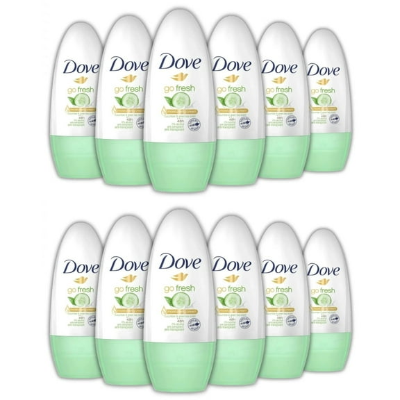Dove Anti-Perspirant Deodorant Roll On Cucumber & Green Tea, Dry 48H ,40ml-12 Pk
