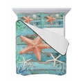 thumbnail image 7 of Quilts King Size Bedding Set, Coastal Starfish Lightweight Quilted Comforter, Summer Beach Ocean Coral Teal Blue Wood Soft Reversible Bedspread Coverlet with Pillow Covers for All Season, 96" x 106", 7 of 7