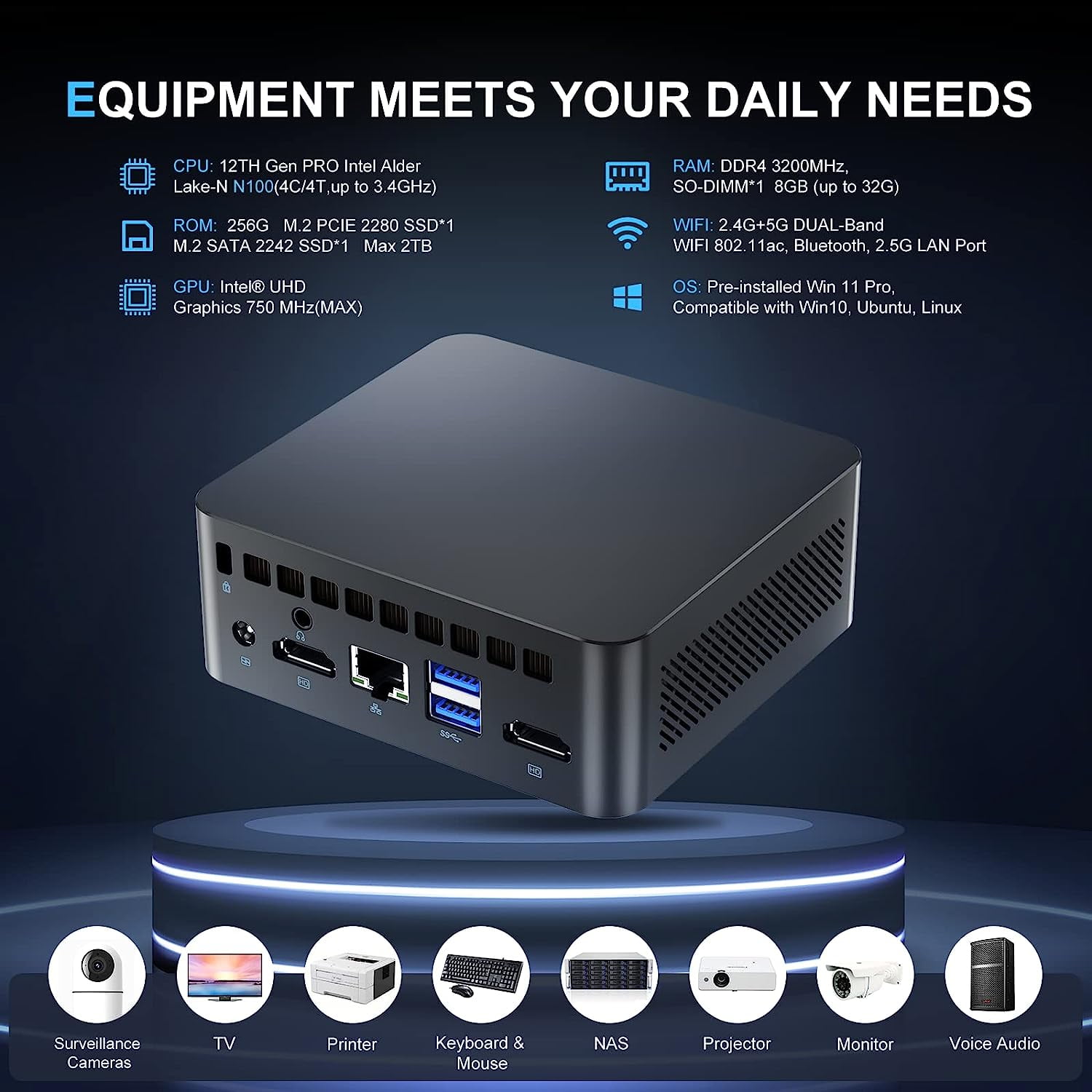 Free Shipping! SZBOX GK N100 Mini PC Windows 11 Pro Intel