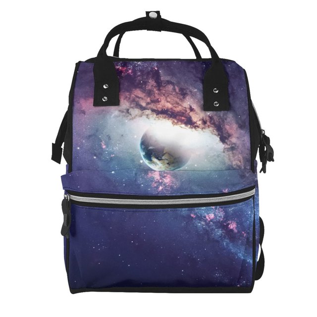 Fotbe Planets Stars And Galaxies Mochila Maternidad - Lona de Sarga Impermeable, Mochila de Pañales de Gran Capacidad con Múltiples Bolsillos y Correas Ajustables