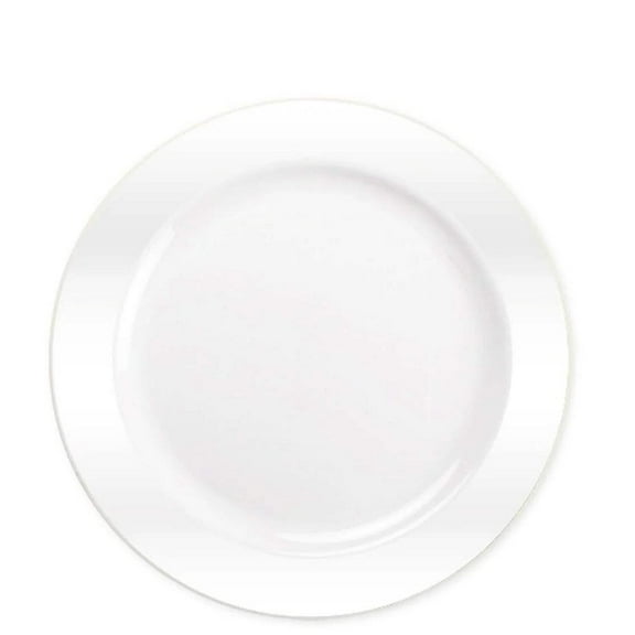 7.5" Pearl White Magnificence Heavy weight Plastic Dinner Plate: 3CT