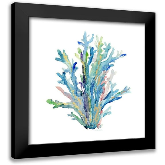 Jin, Jing 12x12 Black Modern Framed Museum Art Print Titled - Sea Glass Coral