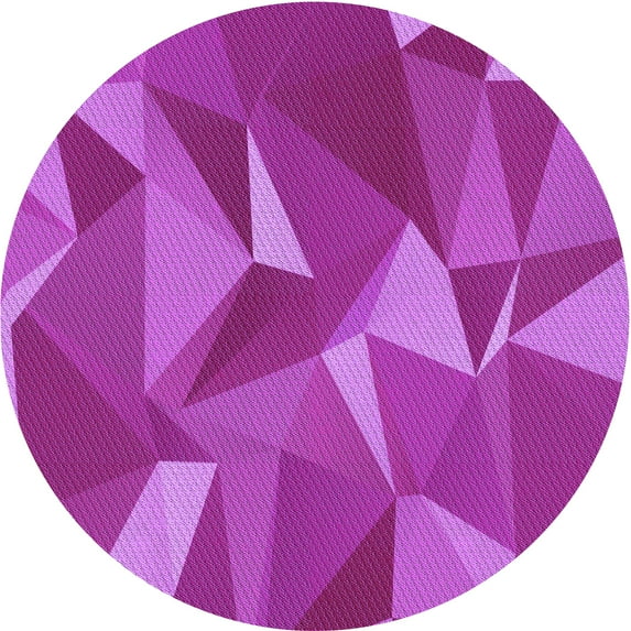 Ahgly Company Indoor Round Patterned Fuchsia or Magenta Purple Area Rugs, 6' Round