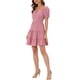 thumbnail image 4 of Vestido de mujer de cuello cuadrado pastel sólido INSPIRE CHIC con volantes y mangas cortas por encima de la rodilla, 4 of 5