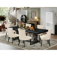 thumbnail image 4 of Luxe by East West Furniture 7 piece dining set of a dinner table and 6 modern chairs & black legs, 4 of 7