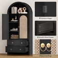 thumbnail image 4 of 71" Tall Arched Kitchen Pantry Storage Cabinet with Rattan Doors,Wood Pantry Cabinet with 2 Drawers and 6 Shelves for Dining Room, Living Room,Black, 4 of 14