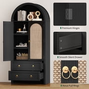 HIPPIY Co.ltd 71" Tall Arched Kitchen Pantry Storage Cabinet with Rattan Doors,Wood Pantry Cabinet… — $229.99 (8% off)
