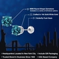 thumbnail image 2 of Gem Stone King 14K White Gold Stud Earrings for Women Men with Comfort Back 5.00 Ct Round 8mm London Blue Topaz, 2 of 6