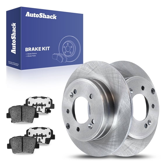 AutoShack 11.18" (283.9 mm) Rear Solid Brake Rotors   Ceramic Brake Pads | Replacement for 2011-2015 Hyundai Sonata 2011-2016 Kia Optima 2012-2017 Hyundai Azera | 6-PC Brake Kit