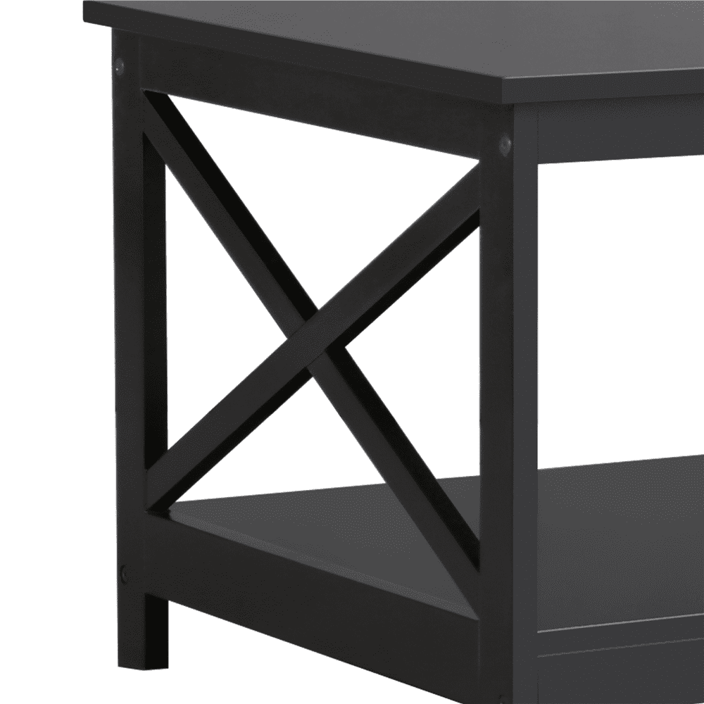 Yaheetech Modern X Design Coffee Table with Storage Shelf, Black